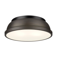 Golden 3602-14 BLK-RBZ - Yep by Golden Lighting Duncan 2-light Flush Mount in Matte Black and Rubbed Bronze shade